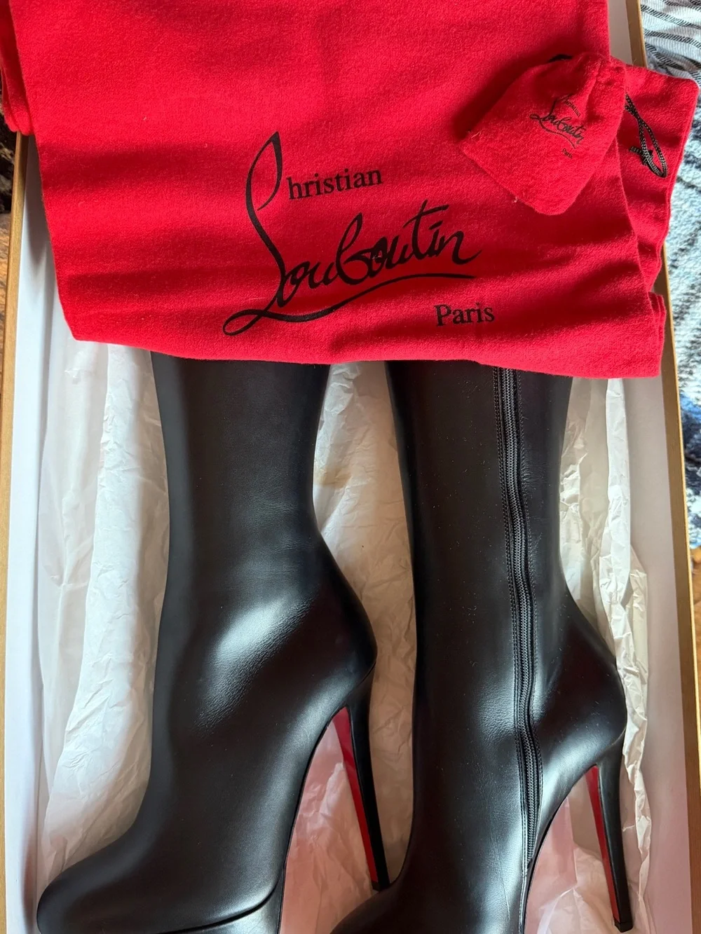 Christian Louboutin Black Leather 140 Over-the-Knee Platform Stiletto Boots